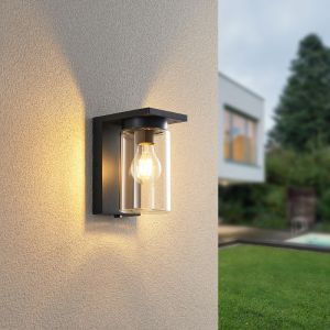 Zwarte buiten wandlamp met schemersensor modern, Yves, IP44