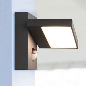Moderne buiten wandlamp met bewegingssensor Tabita, antaciet, 3000K warm wit
