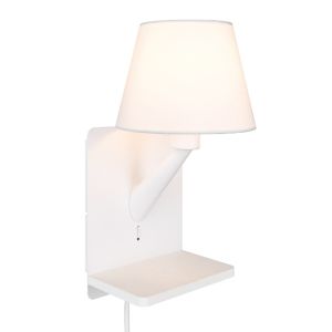 Witte wandlamp stof, Tahir, met schakelaar