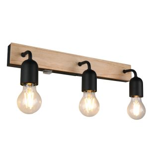 Zwarte badkamer wandlamp landelijk, Ahsen, IP44, met schakelaar