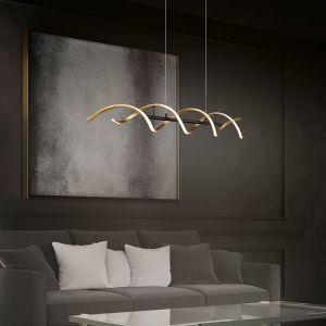 Messing eettafel hanglamp design, Sylvian, 45W, warm tot koud wit verstelbare LED, 3-staps dimbaar