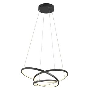 Zwarte hanglamp design, Teodore, 34W, white switch LED, 3-staps dimbaar