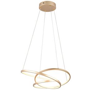 Gouden eettafel hanglamp design, Teodore, 34W, white switch LED, 3-staps dimbaar