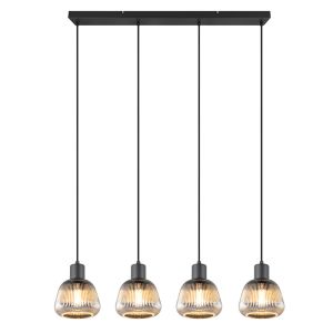 Zwarte hanglamp rookglas, Meriem