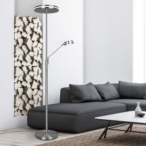 Nikkelen staande leeslamp Marjon, metaal, modern, 35w, warm tot koud wit verstelbare LED