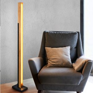 Houten vloerlamp bruin, Neville, 16W, 3000K LED, 3-staps dimbaar