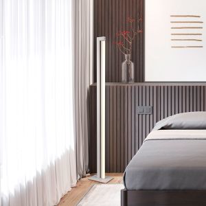 Witte vloerlamp modern, Raihana, 21W, white switch LED, met touchdimmer