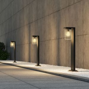 Zwarte staande buitenlamp met schemersensor modern, Yves, IP44
