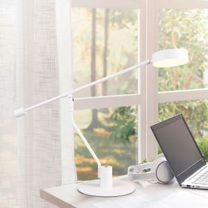 Witte tafellamp modern, Koendert, 6W, white switch LED, met touchdimmer