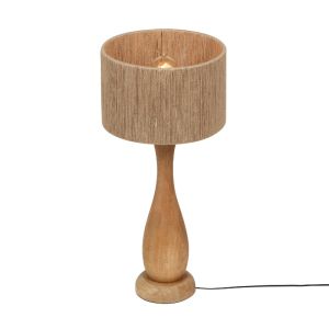 Landelijke tafellamp hout, Mucahit, met schakelaar