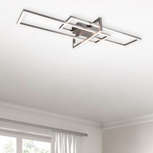 Moderne plafondlamp Hatun, Nikkel, incl. LED, warm wit