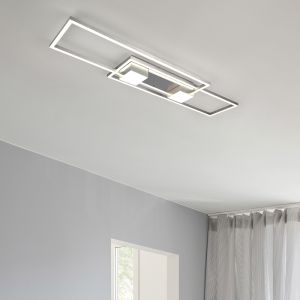 Nikkelen plafonnière design, Sohaib, 37W, warm tot koud wit verstelbare LED, 3-staps dimbaar