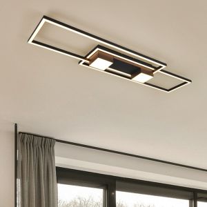 Zwarte plafonnière design, Sohaib, 37W, warm tot koud wit verstelbare LED, 3-staps dimbaar