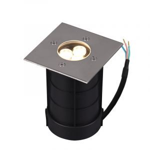 Nikkel grondspot Jabari, metaal, modern, 3 watt, vierkant