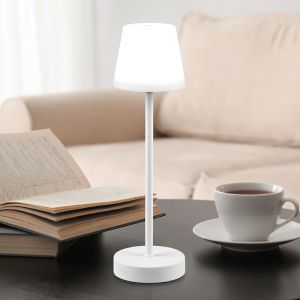 Witte oplaadbare tafellamp kunststof, Suman, 2W, warm tot koud wit verstelbare LED, IP44, met touchdimmer