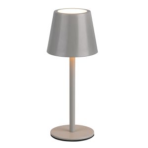 Grijze oplaadbare tafellamp metaal, Priya, 1,6W, warm tot koud wit verstelbare LED, 3-staps dimbaar