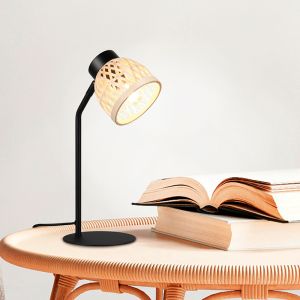 Rotan tafellamp bruin, Laut, met schakelaar