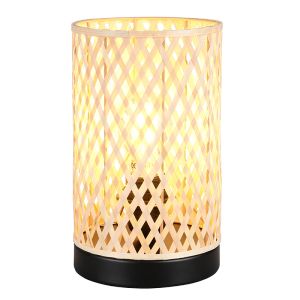 Rotan tafellamp bruin, Laut, met schakelaar