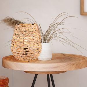 Rotan tafellamp bruin, Lycke, met schakelaar