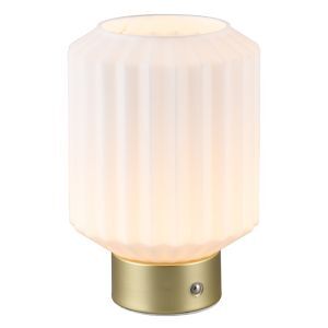 Messing oplaadbare tafellamp retro, Tamer, 2W, 3000K LED, met touchdimmer