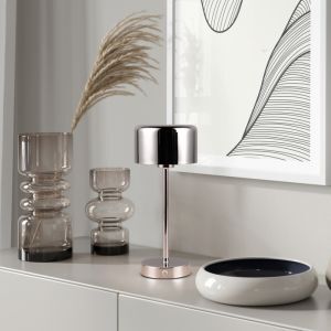 Chromen oplaadbare tafellamp modern, Dustin, 1W, 3000K LED, met touchdimmer