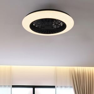 Zwarte plafondventilator modern, Damyan, 30W, warm tot koud wit verstelbare LED, met afstandsbediening