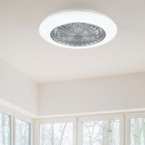 Grijze plafondventilator modern, Damyan, 30W, RGBW LED, met afstandsbediening