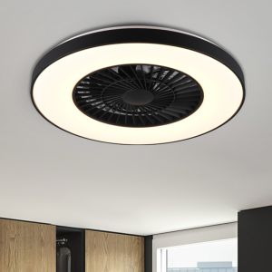 Zwarte plafondventilator modern, Maurits, 40W, warm tot koud wit verstelbare LED, met afstandsbediening