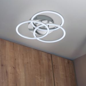 Moderne plafonniere Kobus, nikkel, metaal, geïntegreerde LED
