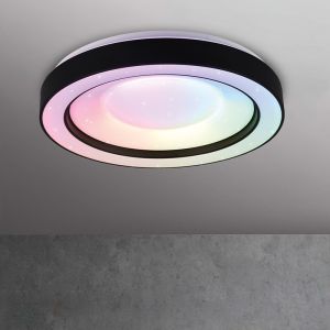Moderne plafonniere Navin, zwart, kunststof, geïntegreerde LED