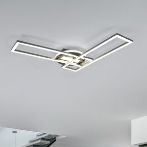 Nikkelen plafonnière modern, Jadon, 30W, warm tot koud wit verstelbare LED
