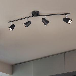 Zwarte plafondspot Taj, kunststof, modern, 3 watt