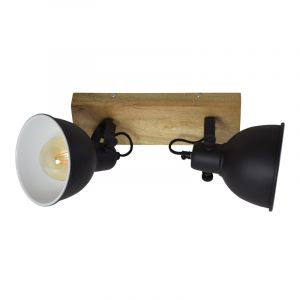 Industriële plafondlamp Karuna, zwart, rechthoekig