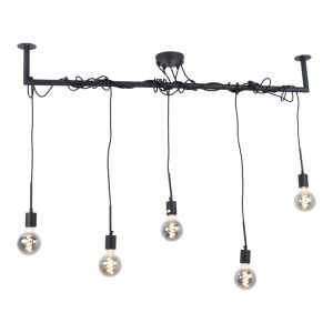 Industriële hanglamp Kester, zwart, langwerpig