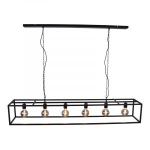 Industriële hanglamp Redox, zwart, langwerpig