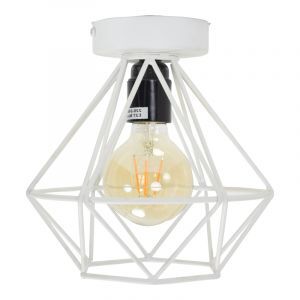 Industriële plafondlamp Merlon, wit, rond