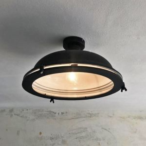 Grote, industriële plafondlamp Liga, Mat zwart