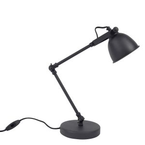 Industriële tafellamp Ferdy, Vintage zwart, Met snoerschakelaar
