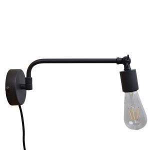 Industrie wandlampje Orloni, vintage zwart