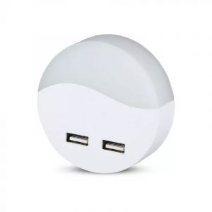 Ronde witte nachtlamp Kyrill, kunststof, 3000K (warm wit) LED