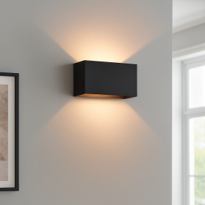 Moderne up down wandlamp Rodigo, zwart, aluminium