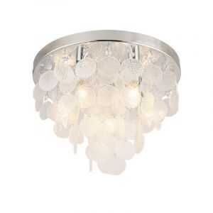 Design plafonniere Mirac, chroom, glas