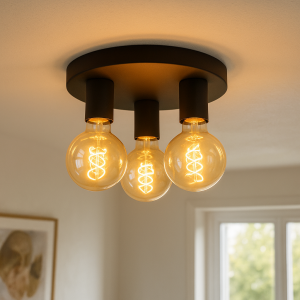 Zwarte moderne plafondlamp Rami, 3L