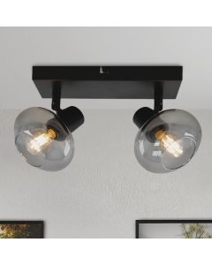 Design plafondspot Skip, zwart, glas, 2L