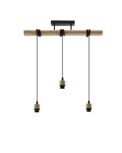Houten hanglamp zonder kap, Rika