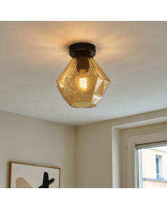 Retro plafondlamp amber, Anoek