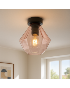 Retro plafondlamp roze, Anoek