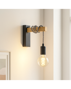 Houten wandlamp zwart, Rena