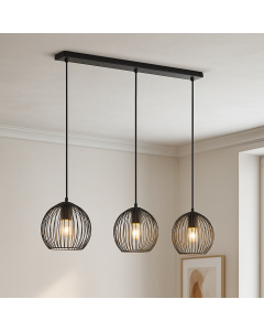 Zwarte Wiro hanglamp met 3 ronde, 20cm, kappen