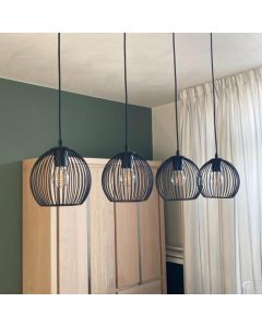 Zwarte langwerpige 4L hanglamp Wiro bolvormig, klein